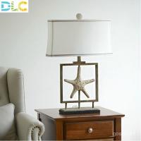 ราคา ห้องนั่งเล่นห้องนอนโคมไฟข้างเตียงสไตล์อเมริกันชุดมหาสมุทรสร้างสรรค์ย้อนยุคโคมไฟตั้งโต๊ะปลาดาวสีขาวเก่า 2OHM (29103467855)