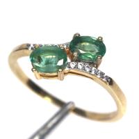 ราคา แหวนพลอยแท้ มรกต (Emerald) 4 x 6 mm. และ เพชร-cz เงินแท้ 925 ชุบทอง 18k ไซร์แหวน 9 (21282277328)