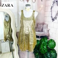 ราคา ไซด์ M แบรนด์ ZARA แท้ 100%เดรส งานเกล็ดวิบวับ สีทอง ใส่ออกงาน ทรงเข้ารูป เดรสออกงาน ชุดปาร์ตี้ (48901321190)