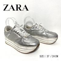ราคา ZARA รองเท้าผ้าใบ sneaker สีเงิน ไซส์ 37 มือสอง (6889257801)
