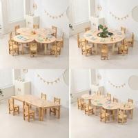 ราคา โต๊ะเขียนหนังสือ สำหรับเด็ก โต๊ะเด็กอนุบาล ไม้ยางพาราไม้ยางพาราเหนียวแข็งแรง,รูปทรงหลากหลาย ผสมผสานได้หลากหลาย (46300249609)