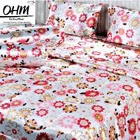ราคา OHM ผ้าปูที่นอน ผ้าซาตินแท้ 330 เส้น ขนาด 6 ฟุต 5 ชิ้น (ลายดอกไม้ใหญ่ชมพูหลากสี) (1144261431)