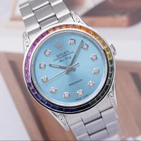 ราคา Rolex Rolex Air Overlord Type ด้านหลังฝังแหวนสายรุ้ง Ice Blue Face นาฬิกากลไกอัตโนมัตินาฬิกาผู้ชาย 14010 (57053363735)