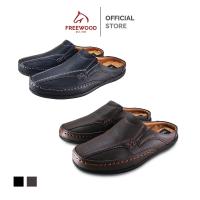 ราคา FREEWOOD OPEN HEEL CASUAL SHOES รองเท้าลำลองผู้ชาย หนังแท้ แบบเปิดส้น รุ่น 79-6141 สีดำ / สีน้ำตาล ( BLACK / BROWN ) (7653077963)