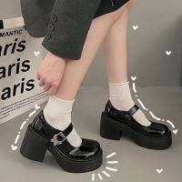 ราคา ส่งจากไทย✨ รองเท้าคัทชูแฟชั่นคุณผู้หญิง รองเท้าส้นตึก ทรงนักเรียน สีดำส้วน สวมใส่ง่าย✨K52 (44268521593)