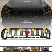 ราคา กระจังหน้า หน้ากระจัง มีไฟ LED สีเหลือง รุ่น ฟอร์ด เรนเจอร์ FORD RANGER MC ปี 2015 - 2017 สีดำ โลโก้ม้าแดง พรีออเดอร์ (22314728147)