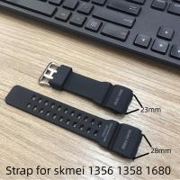 ราคา สายนาฬิกาข้อมือ หนัง PU นิ่ม กว้าง 23 มม. 28 มม. สีดํา เขียว สําหรับ Skmei 1356 1358 1680 (18279927014)