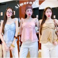 ราคา aimorn_shopเสื้อแขนระบาย ผ้าโรซี่ ผ้าบาง เสริมฟองน้ำ แต่งระบายสวยมาก ผ้าบางพริ้ว (42722712764)