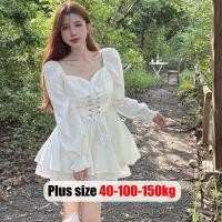 ราคา Plus Size✅เดรสสาวอวบ ไซส์ใหญ่ ผู้หญิง เดรสเจ้าหญิง สาวอวบ มินิเดรส สาวอวบ แขนยาว คอเหลี่ยม ย้อนยุค สีขาว เข้ารูป ฤดูใบไม้ร่วง เกาหลี แฟชั่น หรูหรา Oversize พลัสไซส์ สาว อวบอ้วน ใส่ได้ (24509100157)