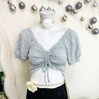 ราคา ไซด์ S แบรนด์ แท้ 100%เสื้อ รูดหน้า ทรงครอป งานเกล็ดวิบวับ สีเทา ใส่ออกงาน ปาร์ตี้ ชุดออกงาน ชุดปาร์ตี้(b) (26612837919)