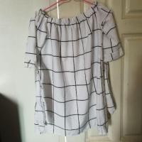 ราคา เสื้อเปิดไหล่ลายสก๊อต (2701868229)