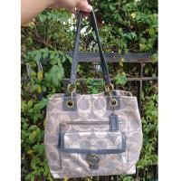 ราคา Coach Signature Jacquard Tote Vintage Y2K Bag สีเทา | กระเป๋า Coach มือสอง สะพายไหล่ แท้ (44477497299)