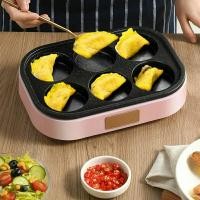 ราคา เครื่องทำเบอร์เกอร์ไข่ เครื่องทำแฮมเบอร์เกอร์ กระทะทำอาหารเช้าไข่แฮมเบอร์เก่อร์ กระทะไฟฟ้า กระทะอเนกประสงค์ กระทะ6หลุม (11712287594)