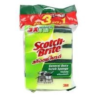 ราคา สก๊อตช์ไบรต์ 3M แผ่นใยขัดพร้อมฟองน้ำ แพ็ค 3 แถม 1 SCOTCH-BRITE ขนาด 3 x 4 นิ้ว (19385833279)
