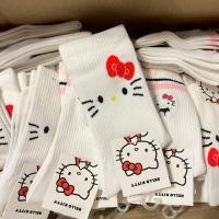 ราคา ถุงเท้า คิตตี้ หน้าใหญ่ ปักชุดดำ โบว์แดง โทนขาว มินิมอล ซานริโอ้ Hello Kitty Sanrio ลิขสิทธิ์แท้ (42653472427)
