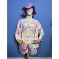 ราคา ชุดเซต3ชิ้นสาวอวบ เสื้อรูดอก+เสื้อคลุม+กางเกงขาสั้น (11483367231)