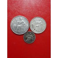 ราคา เหรียญเงินอินโดจีน 3 เหรียญ 50 20 และ 10 เซนต์ สภาพสวยตามรูปหายาก (22056350828)