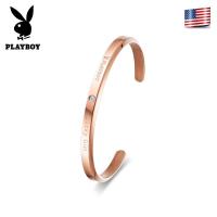 ราคา PLAYBOY แฟชั่น กุหลาบทอง กำไลข้อมือสเตนเลส แต่งเพทาย (52100635248)