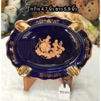 ราคา เก่าเก็บ ที่เขี่ยบุหรี่ลิโมจส์ (ดัดแปลงเป็นจานโชว์เก๋ๆ) Limoges FRANCE Cobalt Blue & 24k Gold Porcelaine D’Art Ashtray (25263677550)