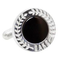 ราคา DAKS Onyx Cufflinks & Tie Clip Set Silver Black Men’s Gift Made in Japan (45103838465)