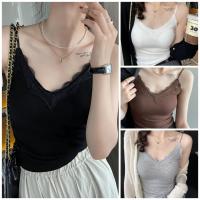 ราคา เสื้อสายเดี่ยว แต่งลูกไม้ ผ้ายืดใส่สบาย (25387916277)