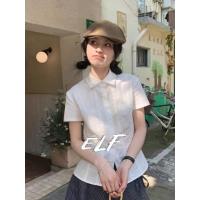 ราคา เสื้อเชิ้ตแขนสั้นสีขาวเกาหลีเสื้อลูกไม้ฤดูร้อน (43802108923)