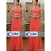 ราคา #ชุดราตรีสีส้ม #ชุดราตรีสีโอรส #ชุดราตรียาวไหล่เฉียง สีหวาน แต่งคริสตัล ปักเลื่อมเกร๋ๆรูปตัว V ทิ้งชายระบายด้านหน้า (41973788301)