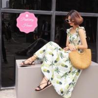 ราคา เดรสแฟชั่น เดรสยาว maxi dress เดรสเกาหลี ❤️Maxi Pine-Apple Dress❤️ (435883241)