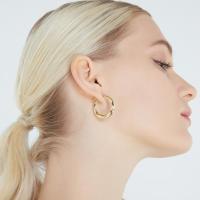 ราคา Nathalias NY ต่างหูห่วงลายเกลียวคลื่น ทองคำแท้ 14k (กว้าง 1 นิ้ว) Textured Hoop Earrings พร้อมส่ง (6211560531)