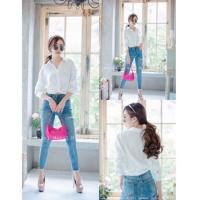 ราคา เชิ๊ตแขนยาวทวิสเอวสม๊อตหลัง เนื้อผ้าหางกระรอก น่ารักมาก❤ (6902932830)