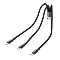 ราคา Multi Charging Cable(1 Pack, 1FT), 3 in 1 Charger Cord, Multiple Rapid Nylon Braided for iPhone Series, Tablets, Samsung Galaxy, PS & More, Black (58054011525)