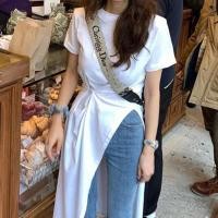 ราคา 【COD】Miss Don Korean Dongdaemun Summer New Single Side Slit Buckle Double Purpose Mid-Length Dress T-shirt Skirt (29657105536)