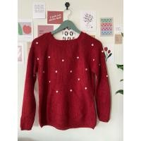 ราคา เสื้อไหมพรมแขนยาว สีแดงเลือดนก no brand ผ้ายืด วัดขนาดผ้าก่อนยืด อก 37 นิ้ว ยาว 21 นิ้ว (23660755689)