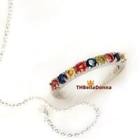 ราคา แหวนเงินแท้ ประดับพลอย 9 เม็ด รุ่น แฟนซี แซฟไฟร์ (6044791582)