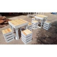 ราคา งานโต๊ะและเก้าอี้ไม้สนเก่าทำสีพร้อมเคลือบ (18857565069)