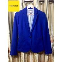 ราคา Forever love 21 blue blazer suit classic jacket size XS สูท เบลเซอร์ ทรง classic เข้ารูป แบรนด์forever21 สีน้ำเงินสด (21656865229)