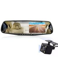 ราคา [ส่งฟรี]กล้องติดรถยนต์ (Car DVR) Full HD 1080P กล้องหน้า+กระจกมองหลังในตัว 4.3หน้าจอ-XH1 (4804044228)