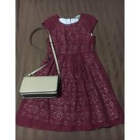 ราคา เดรสลูกไม้สีแดงเลือดนก ซับในสีครีม (4101341835)