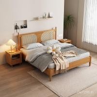 ราคา Nordic หวายทอเตียงไม้เนื้อแข็ง 1.8m Lonely สไตล์สีขาวขี้ผึ้งไม้เตียงคู่ 1.5 เตียงหลักเตียงงานแต่งงาน Log B & B W18 IQDD (56050099003)