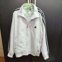 ราคา เสื้อผ้าร่ม Adidas สีขาวแถบดำ โลโก้ปัก ซิปเต็มตัว (41501897228)