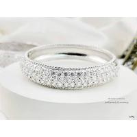 ราคา กำไลข้อมือเพชร งานหุ้มทองคำขาว5 ไมครอนประดับเพชรครึ่งวง สวยหรู (23914305866)