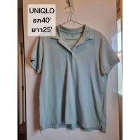 ราคา เสื้อโปโลUniqloสีเขียวตุ่นมือสอง (26617284441)