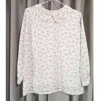 ราคา เสื้อเชิ้ต ผ้าชีฟอง คอบัว แขนยาว ลายดอก ไซส์ M อก 36 (มือสอง) (24693040581)