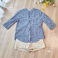 ราคา เสื้อคอจีน ลายสก็อต สไตล์มูจิ (25671831668)