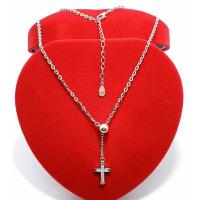 ราคา สร้อยคอไม้กางเขนโซ่หูรูดเงิน 925 ชุบทองคําขาว / สร้อยคอไม้กางเขนผู้หญิงเงิน 925 (43505703922)