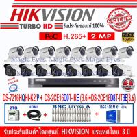 ราคา Hikvisionชุดกล้องวงจรปิด2MPรุ่นDS-2CE16D0T-IRE 3.6(8)+DS-2CE16D8T-IT3E3.6(8)+DVRรุ่นDS-7216HQHI-K2/P(1)+อุปกรณ์POC+2H2BR (2413005170)