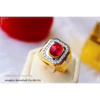 ราคา แหวนทับทิมประดับเพชร CZ แท้ชุบทอง 5 ไมครอน เพชรสวยวิ้งทุกเม็ด ดีไซน์แถวเรียง (7109241860)