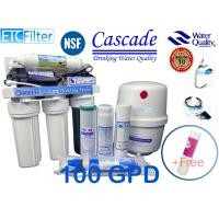ราคา Cascade เครื่องกรอง RO 5 ขั้นตอน 100 GPD พร้อมใช้งาน แถม pp มีไฟแสดงสถานะ มาตราฐาน NSF (7457510911)