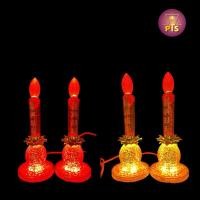 ราคา เชิงเทียนสับปะรด เชิงเทียนไฟฟ้า เทียนตี่จู้ เทียนLED เทียนไฟฟ้า สูง 9 นิ้ว เทียนสีเหลือง เทียนสีแดง (คู่) (28667425404)