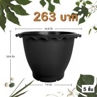 ราคา กระถาง กระถางบัว ปากจีบ ขนาด 14 นิ้ว สีดำ สีขาว สีอิฐ (26021417362)